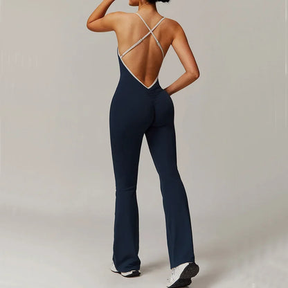 V Jumpsuit Gym Set Women Training Yoga Suit (Victorious Io Ignite Leggings)