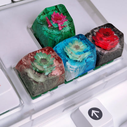 Victorious Floral Bloom Botanical Mechanical Keycaps/ Custom Resin Keycaps Artisan