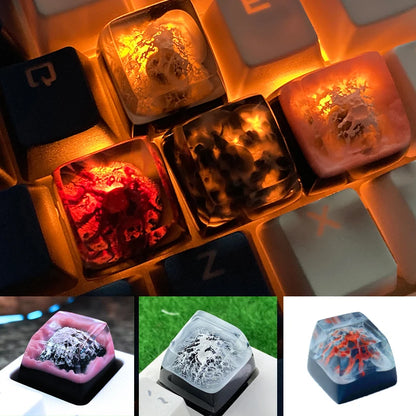 Victorious Volcanoes Mechanical Keyboard DIY Customized Resin Keycap Craftsman/ Fuji Mountain Transparent Keycap