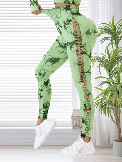 Women Seamless Tie Dye Hollow out Sports Pant Yoga