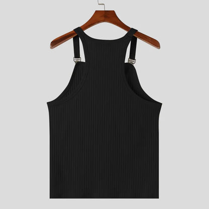 Ribbed Tank Top Unisex Solid Color Knitted / Casual & Sport