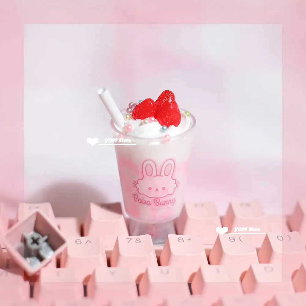 Victorious 1pcs Personalized Cute Dessert Ice Cream Cup Keycap Mechanical Keyboard Three-dimensional Kawaii Keycaps Girl Pink R4 Keycap