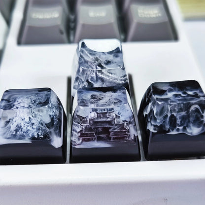 Victorious Snow Mountain Mechanical Keyboard DIY Resin / Fuji Mountain Transparent Keycap