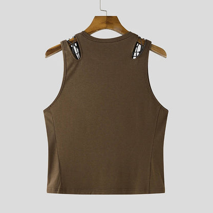 Mesh Tech Hollow Ribbed Tank Top/ Unisex / activewear & casual