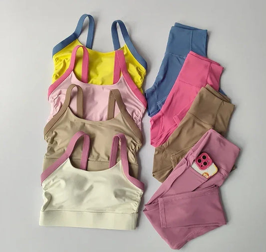 High Intensity Color Blocking Yoga Set 2PCS/ High Waist Fitness Leggings