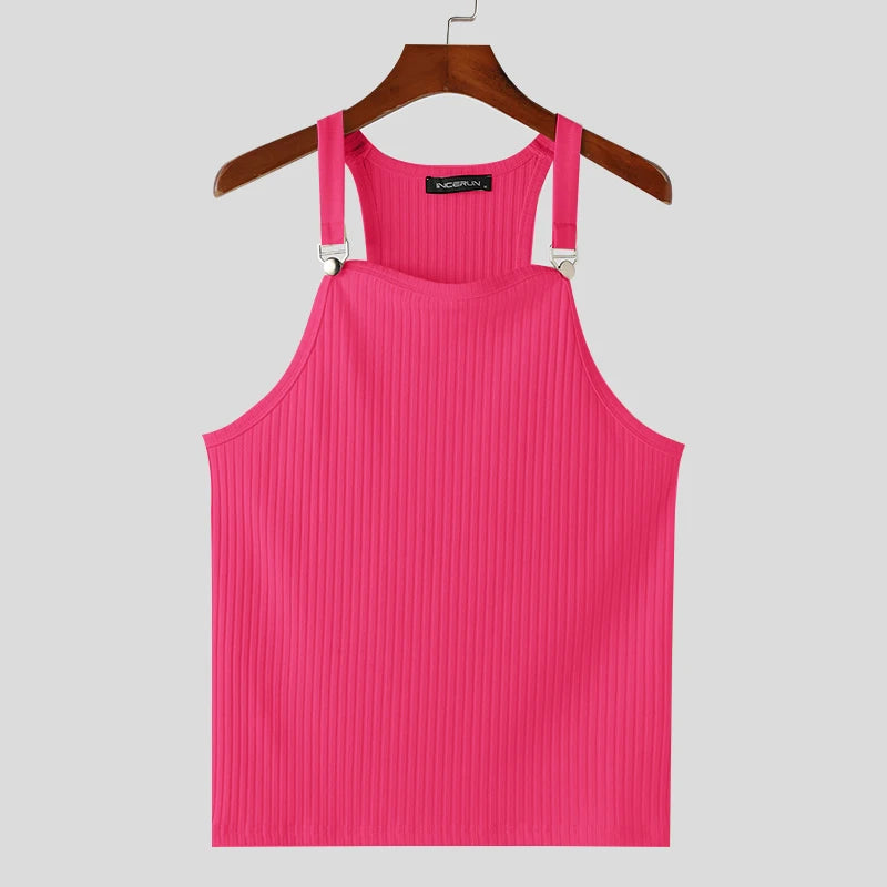 Ribbed Tank Top Unisex Solid Color Knitted / Casual & Sport