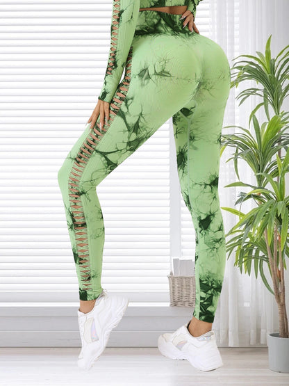 Women Seamless Tie Dye Hollow out Sports Pant Yoga