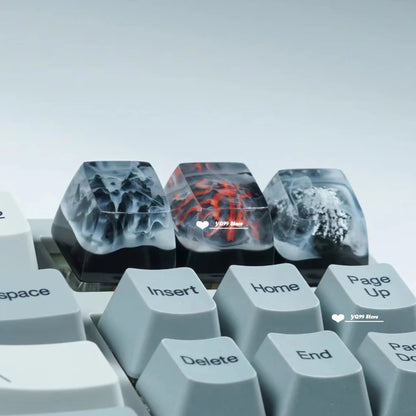 Victorious Volcano Keycaps Mechanical Keyboard /valley/mountain Fuji Snow Mountain Keycap Handmade Resin Backlight