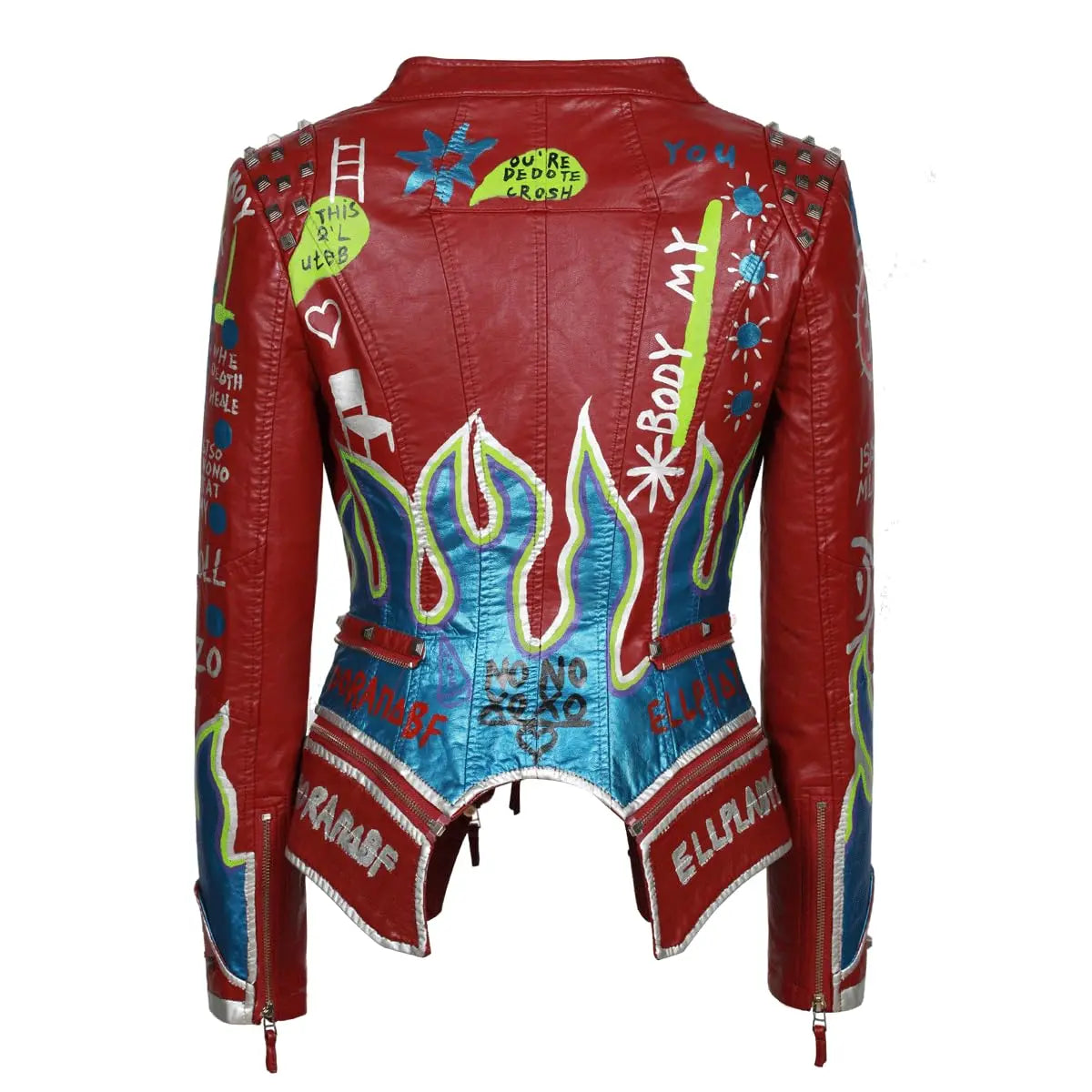 Victorious Celestial Outlaw Graffiti Leather Jacket