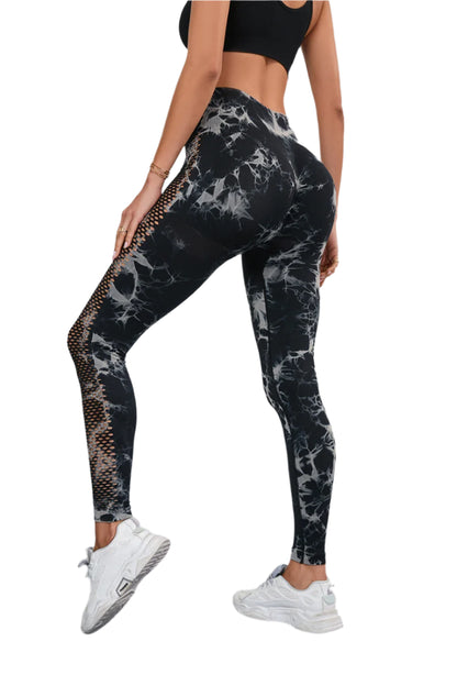 Victorious Nebula Gym/ Yoga Leggings / Tie-Dye Mesh Tech