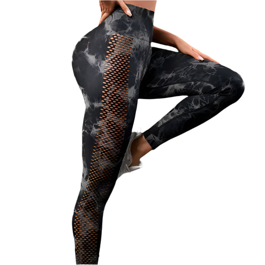 Victorious Nebula Gym/ Yoga Leggings / Tie-Dye Mesh Tech