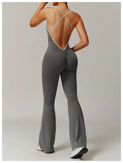 V Jumpsuit Gym Set Women Training Yoga Suit (Victorious Io Ignite Leggings)