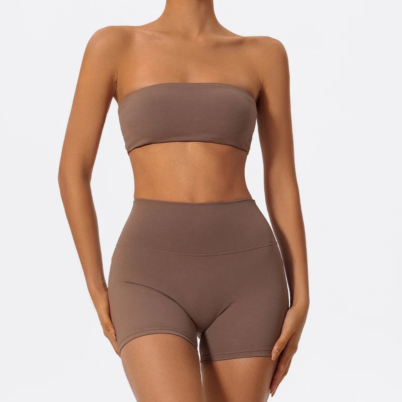 Women's Two Piece Fitness Sports Set / Yoga Gym Outfit / Strapless Bra ( Victorious Nakama Power Bra)
