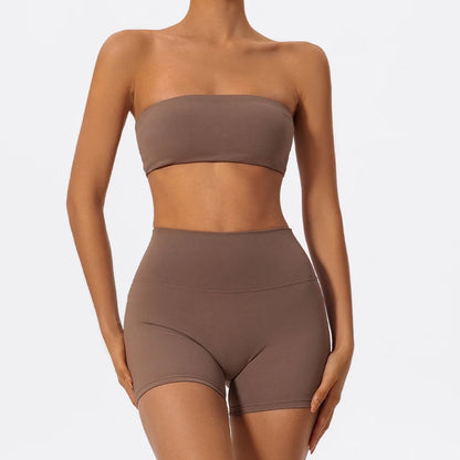 Women's Two Piece Fitness Sports Set / Yoga Gym Outfit / Strapless Bra ( Victorious Nakama Power Bra)