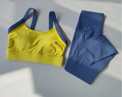 High Intensity Color Blocking Yoga Set 2PCS/ High Waist Fitness Leggings