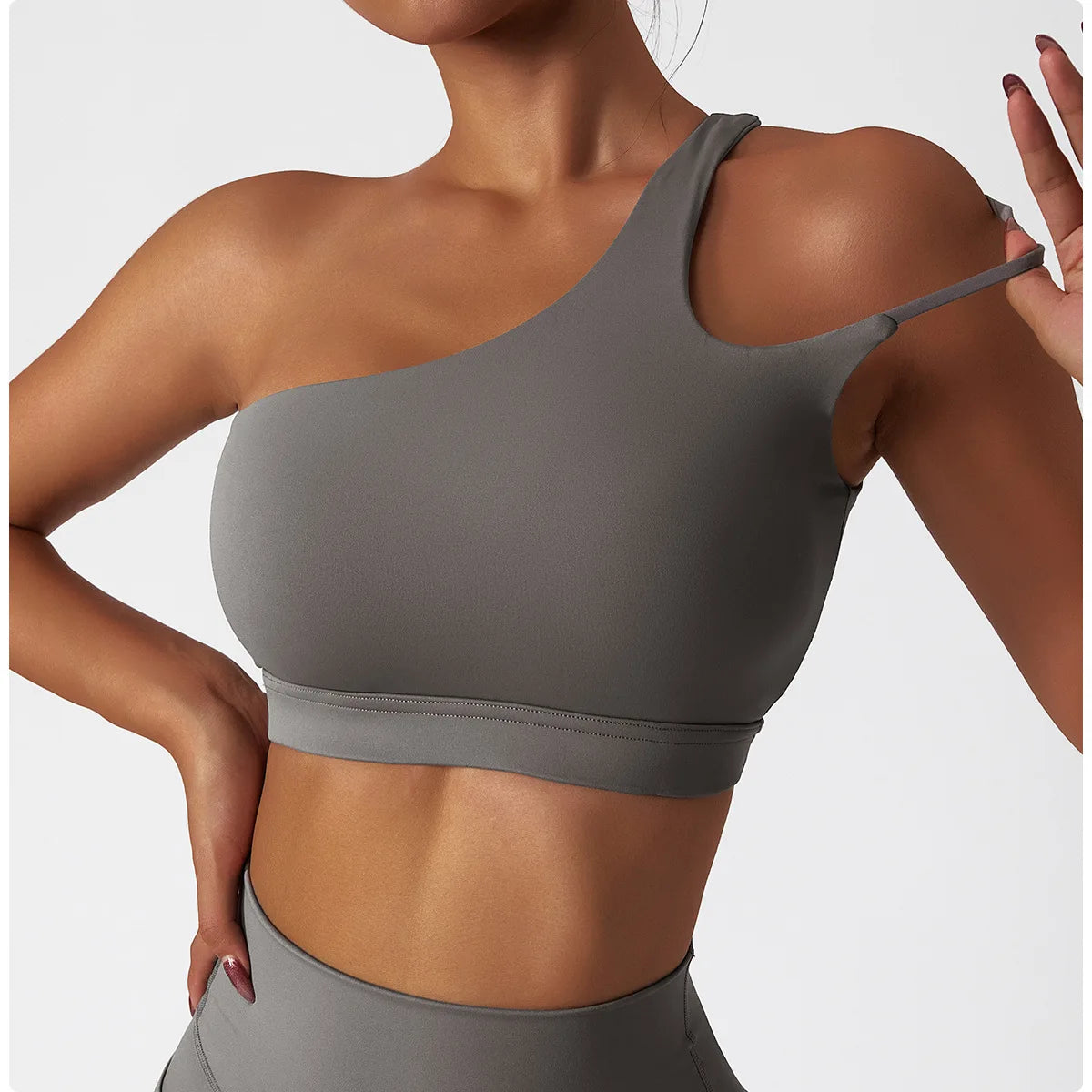 Victorious Fighter One-Shoulder Shockproof Gym Bra