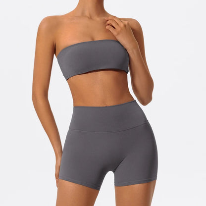 Women's Two Piece Fitness Sports Set / Yoga Gym Outfit / Strapless Bra ( Victorious Nakama Power Bra)