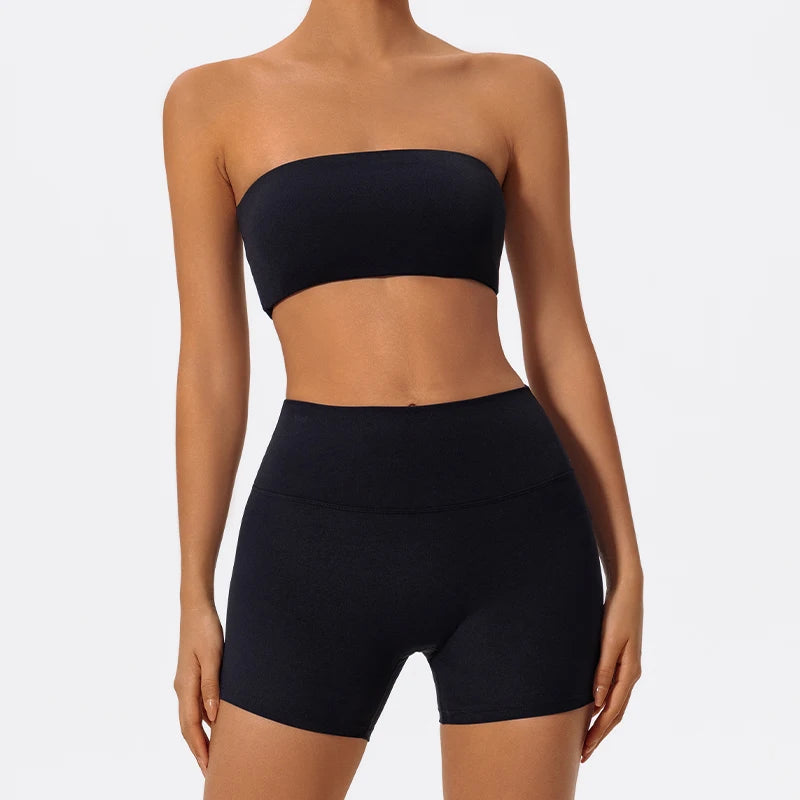 Women's Two Piece Fitness Sports Set / Yoga Gym Outfit / Strapless Bra ( Victorious Nakama Power Bra)