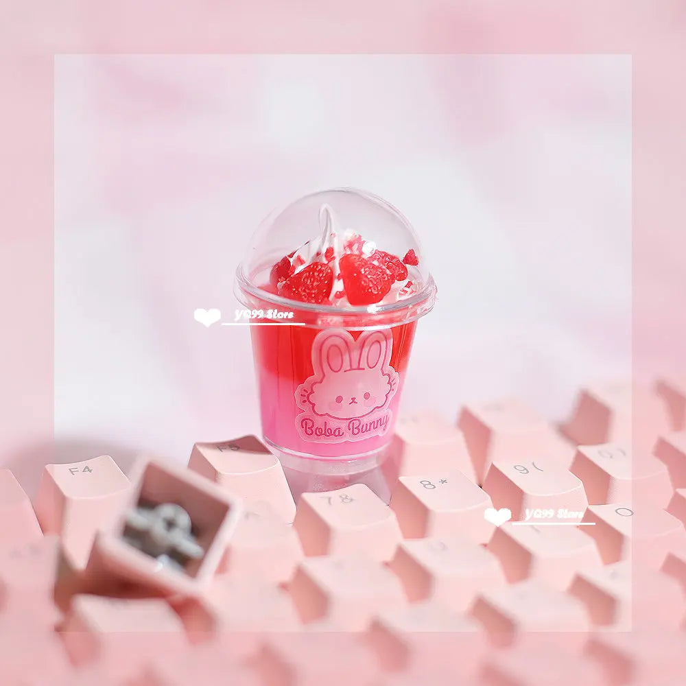 Victorious 1pcs Personalized Cute Dessert Ice Cream Cup Keycap Mechanical Keyboard Three-dimensional Kawaii Keycaps Girl Pink R4 Keycap