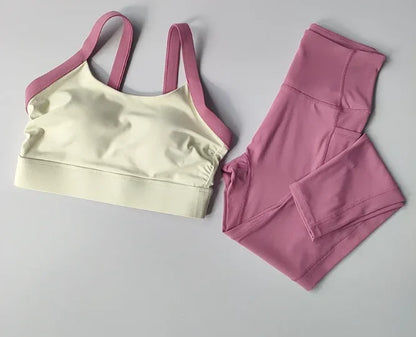 High Intensity Color Blocking Yoga Set 2PCS/ High Waist Fitness Leggings