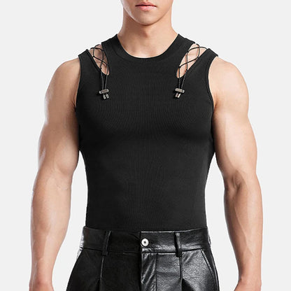 Mesh Tech Hollow Ribbed Tank Top/ Unisex / activewear & casual