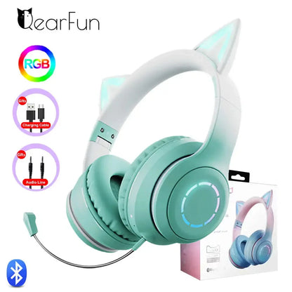 Victorious QearFun Gradient Pink Cat ear Headphones with Mic