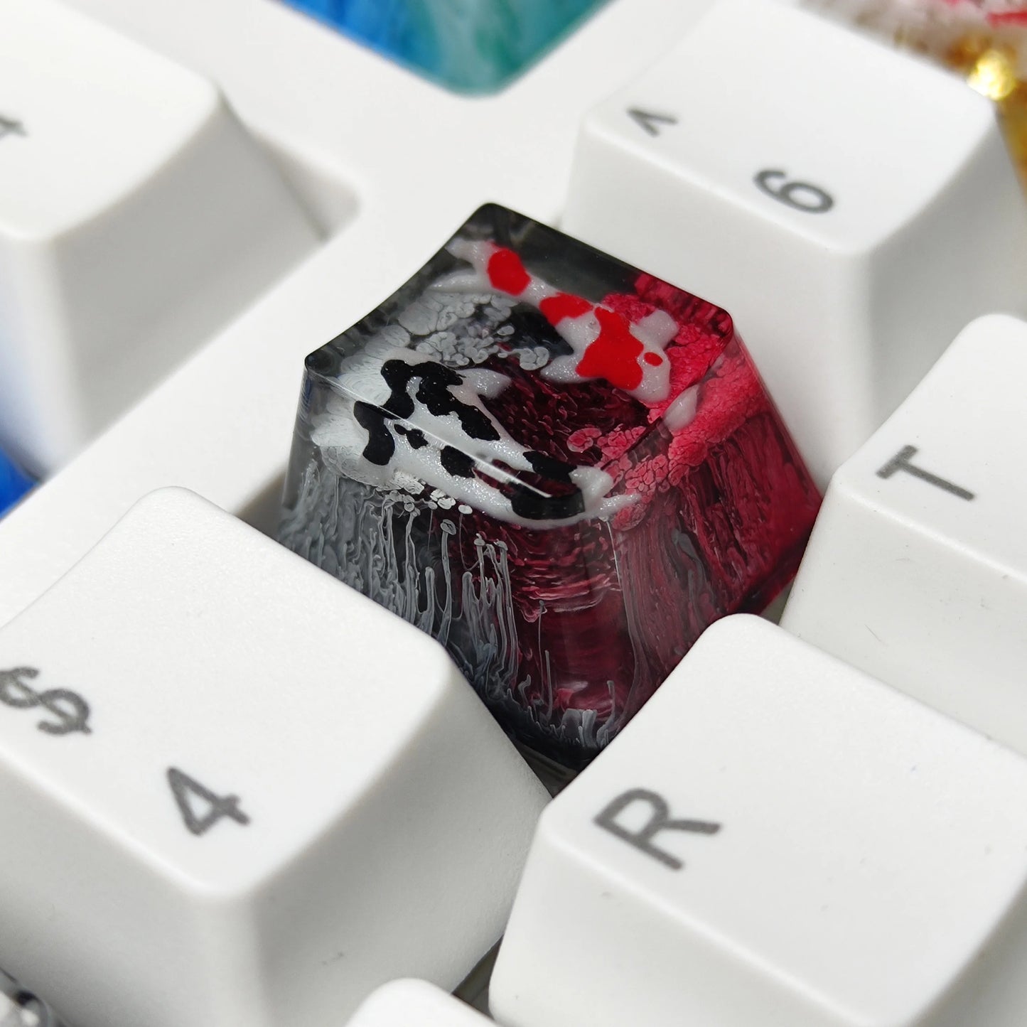 Victorious Handmade Keycaps Custom Scenery Koi 1U Resin Keycaps For Cherry Mx Switch Gamer Mechanical Backlit