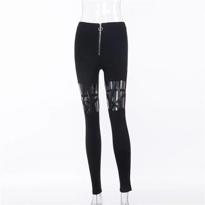 Hollow Out Pants Goth Sexy Pentagram / Harajuku Grunge Black Trousers (Victorious Obsidian Victory Pants)