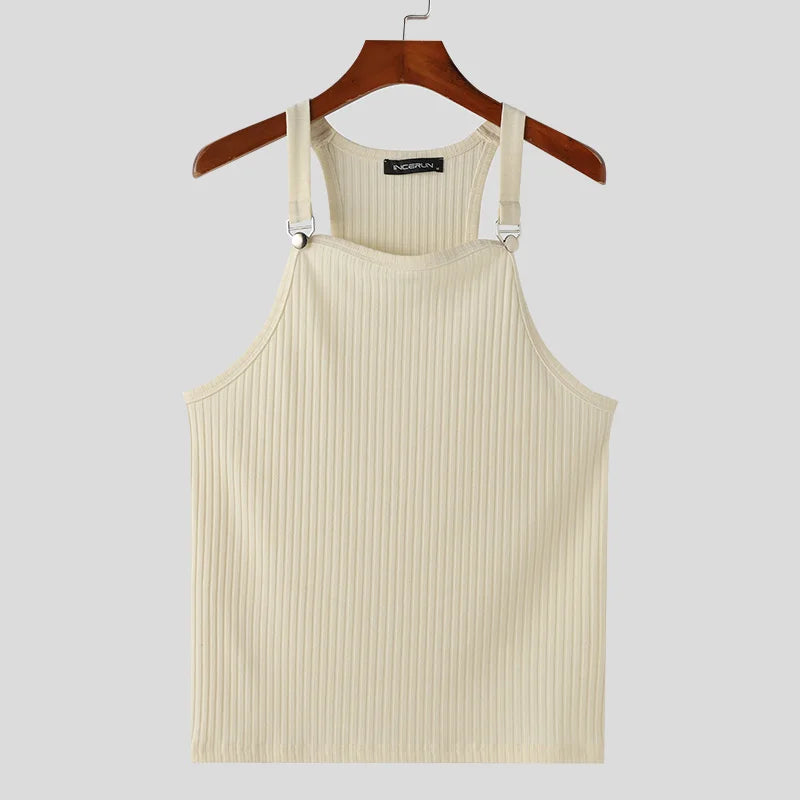 Ribbed Tank Top Unisex Solid Color Knitted / Casual & Sport