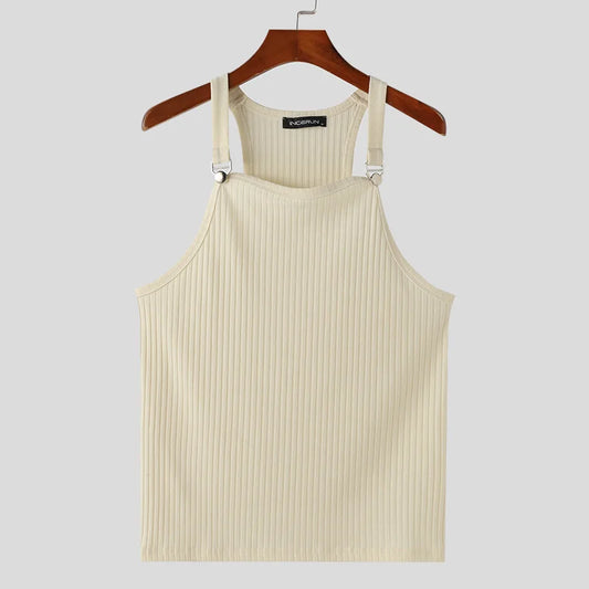 Ribbed Tank Top Unisex Solid Color Knitted / Casual & Sport