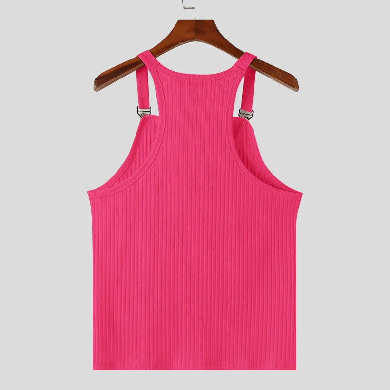Ribbed Tank Top Unisex Solid Color Knitted / Casual & Sport