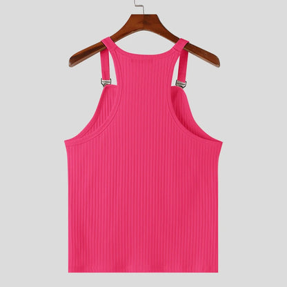 Ribbed Tank Top Unisex Solid Color Knitted / Casual & Sport