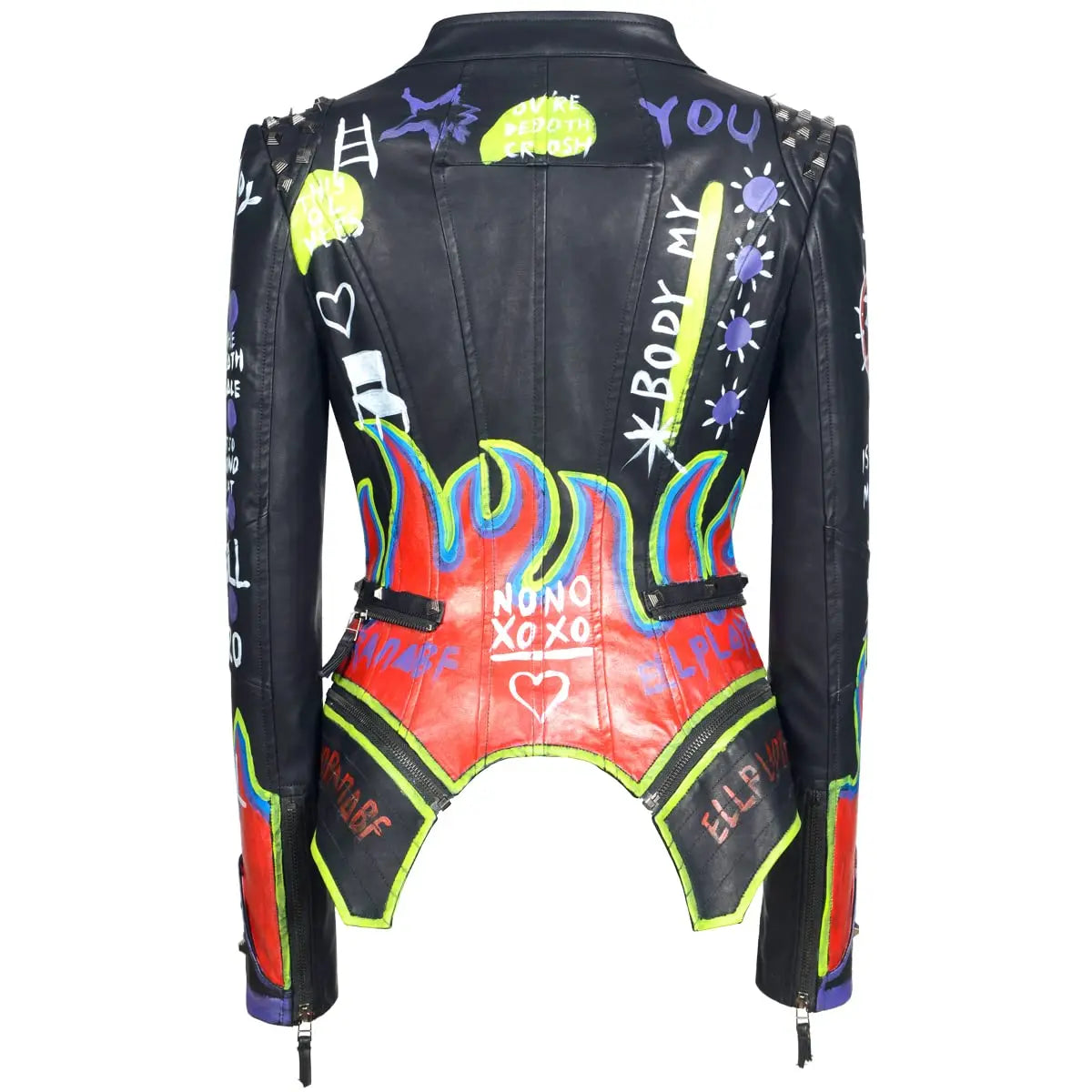 Victorious Celestial Outlaw Graffiti Leather Jacket