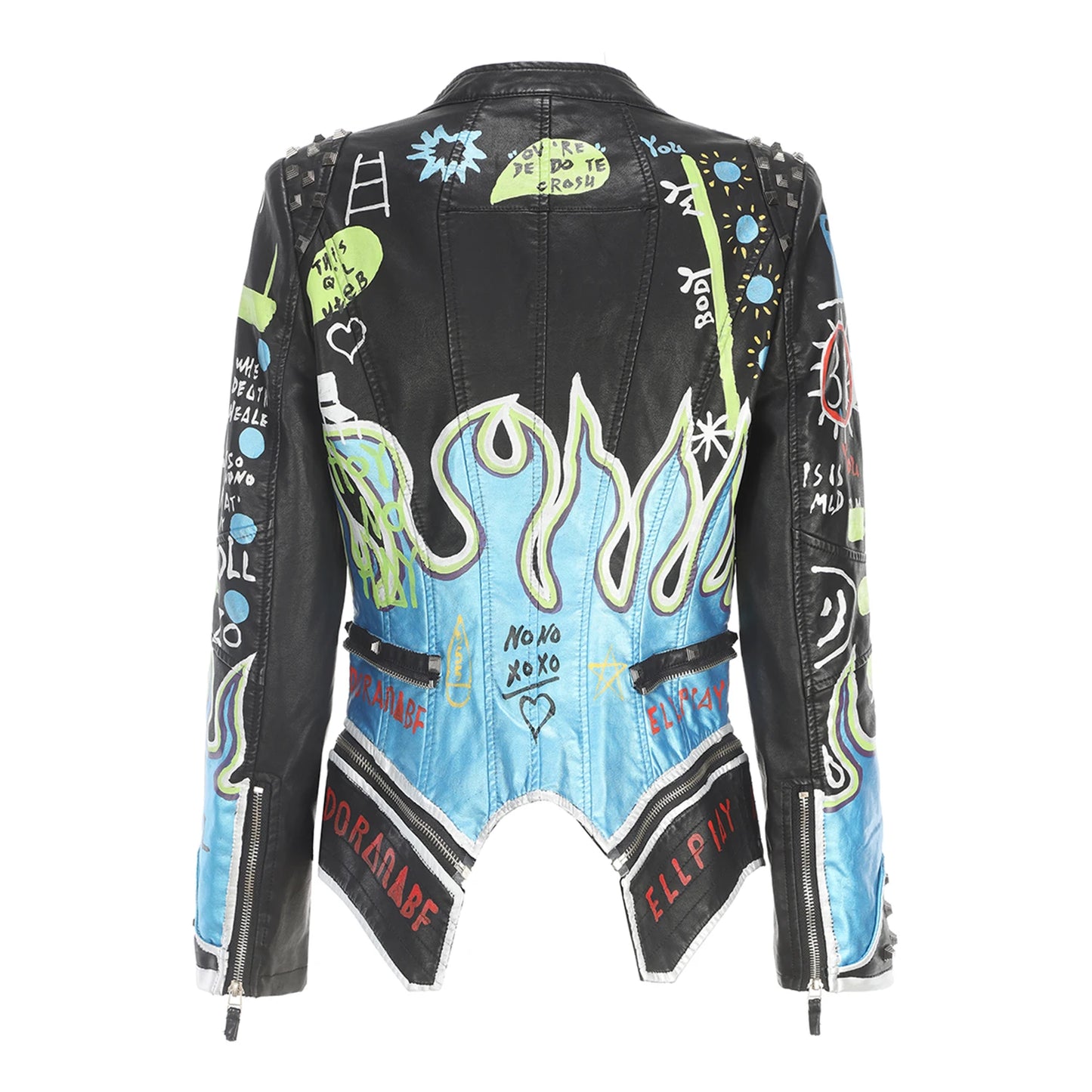 Victorious Celestial Outlaw Graffiti Leather Jacket