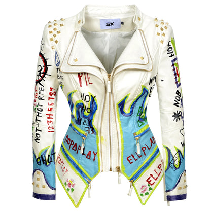 Victorious Celestial Outlaw Graffiti Leather Jacket