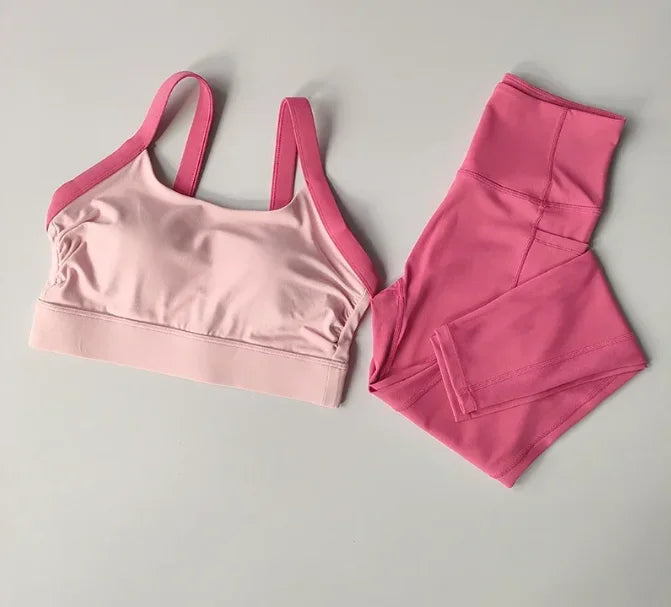 High Intensity Color Blocking Yoga Set 2PCS/ High Waist Fitness Leggings