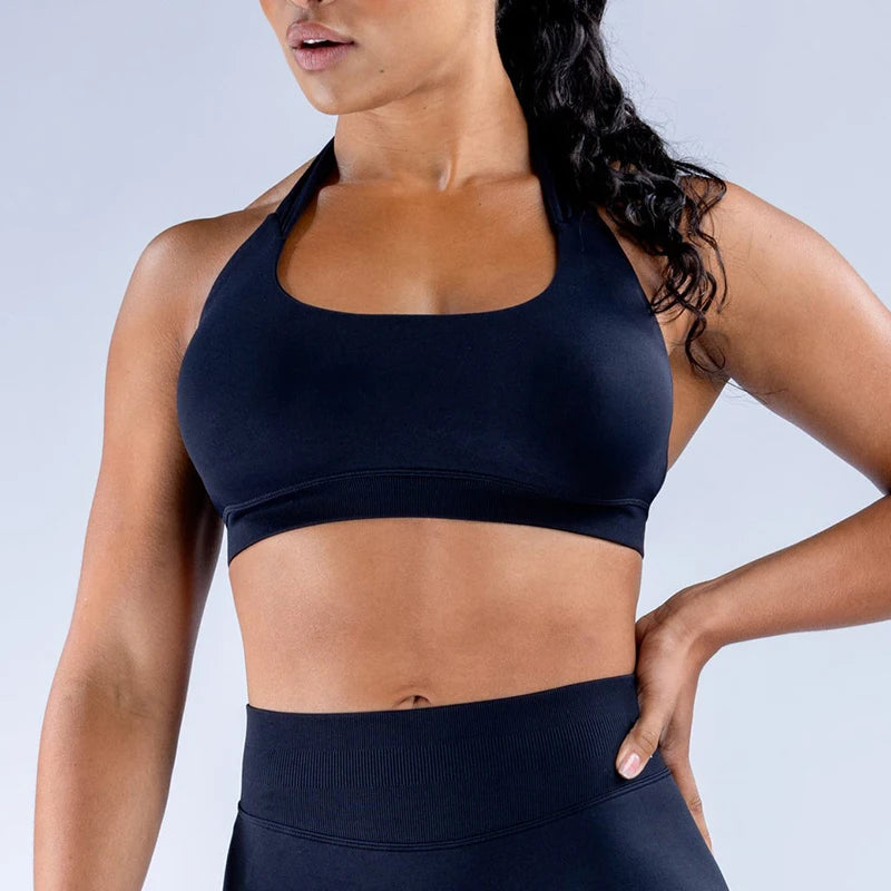 Impact Sports Bra / Women Seamless Neck Strap Yoga Bra /With Padding