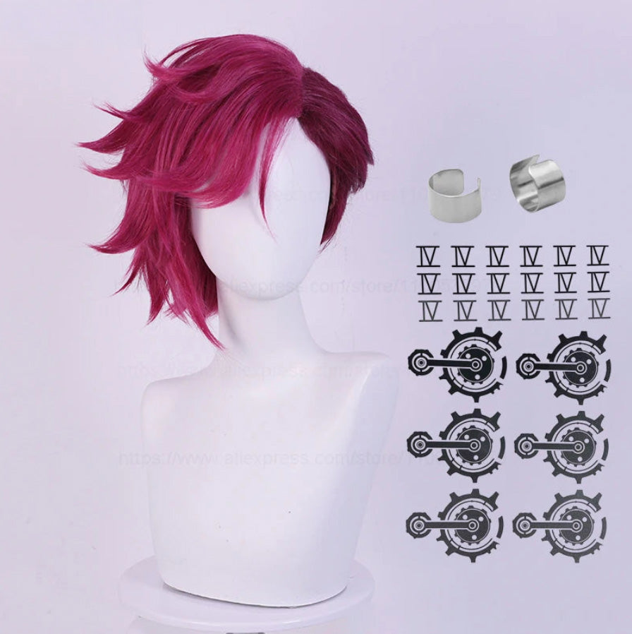 Victorioius VI Arcane Cosplay Wig 30cm Deep Rose + Wig Cap