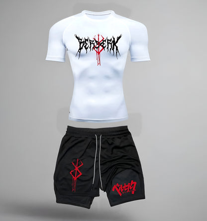 Anime Berserk Compression Set /Workout Gym Tshirts & Breathable Running Shorts