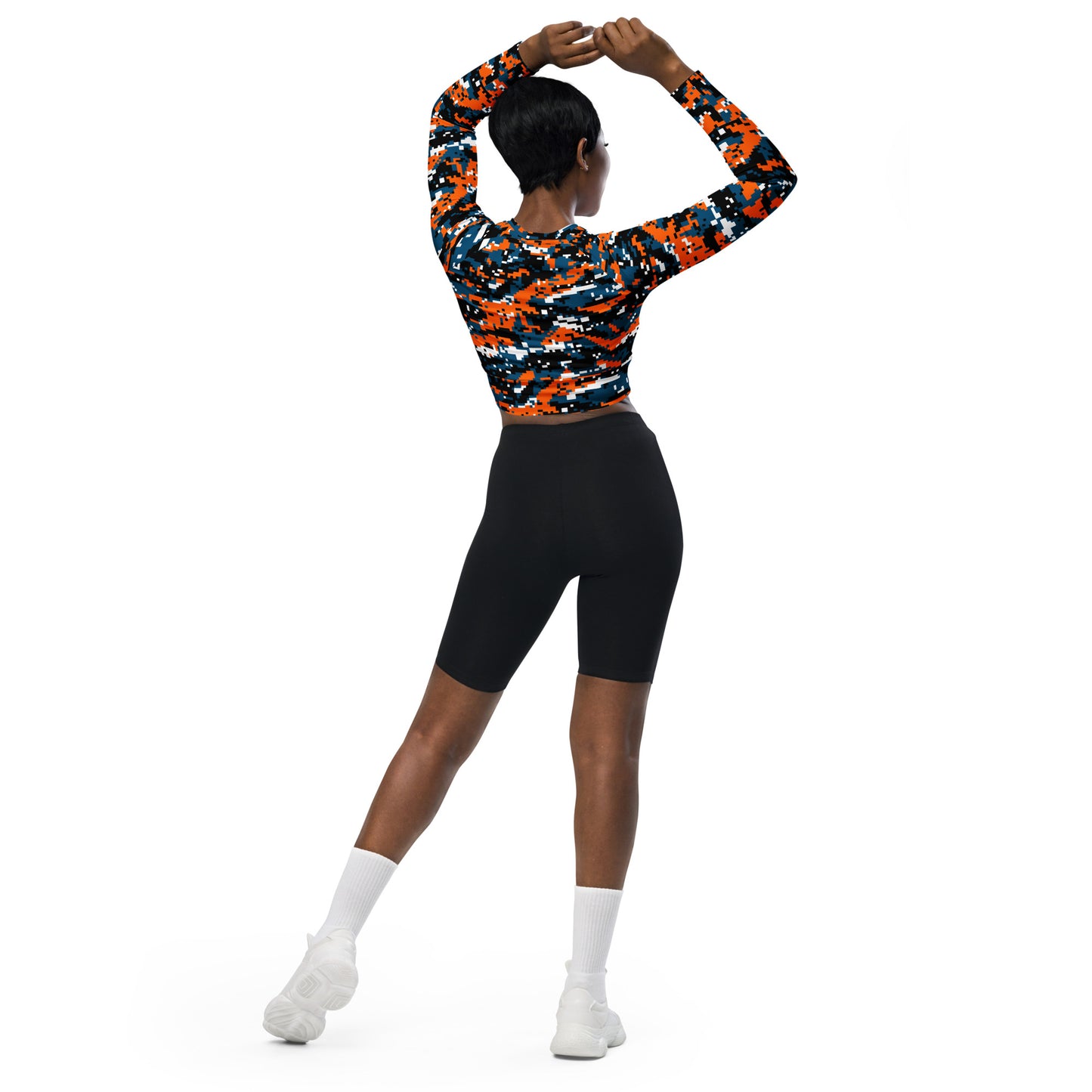 Victorious Sunset Camo Recycled long-sleeve crop top