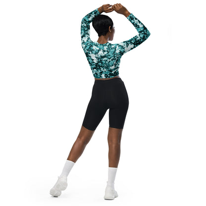 Victorious Aqua Fern Recycled long-sleeve crop top