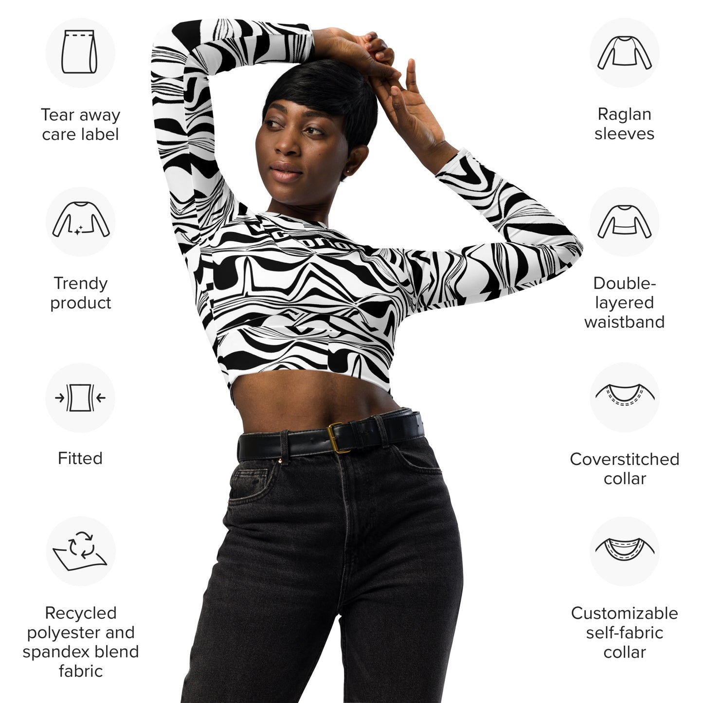 Victorious Duality Recycled long-sleeve crop top