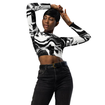 Victorious Monochrome Motion Recycled long-sleeve crop top