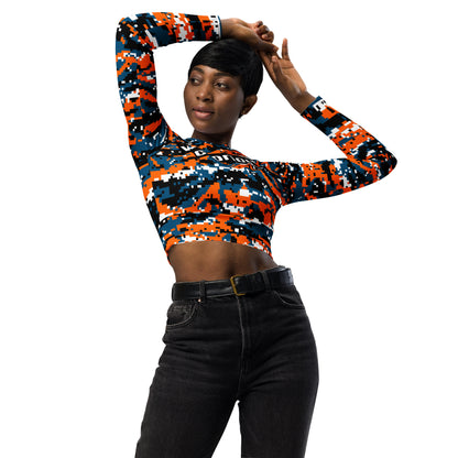 Victorious Sunset Camo Recycled long-sleeve crop top