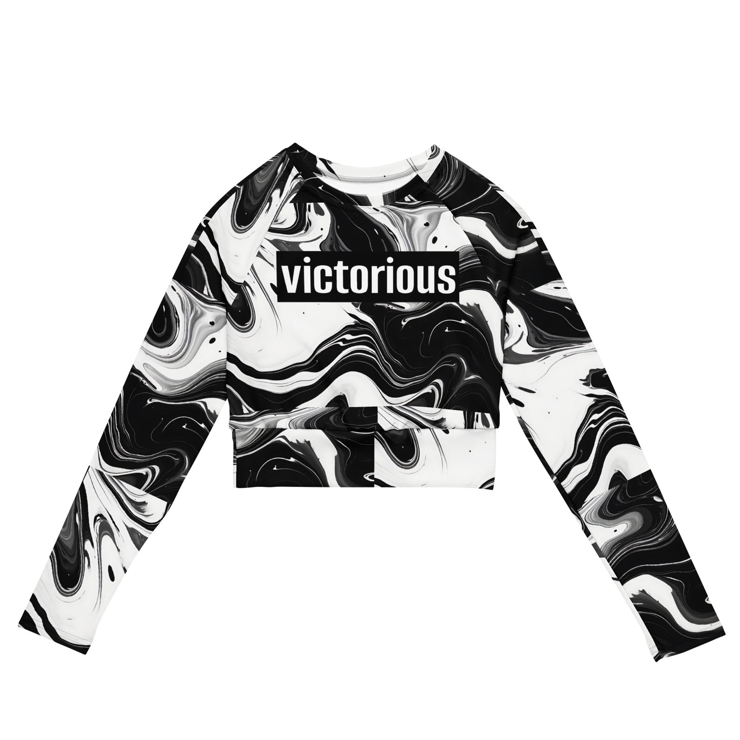 Victorious Monochrome Motion Recycled long-sleeve crop top