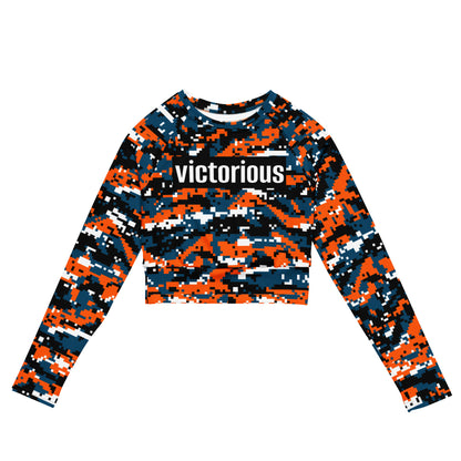 Victorious Sunset Camo Recycled long-sleeve crop top