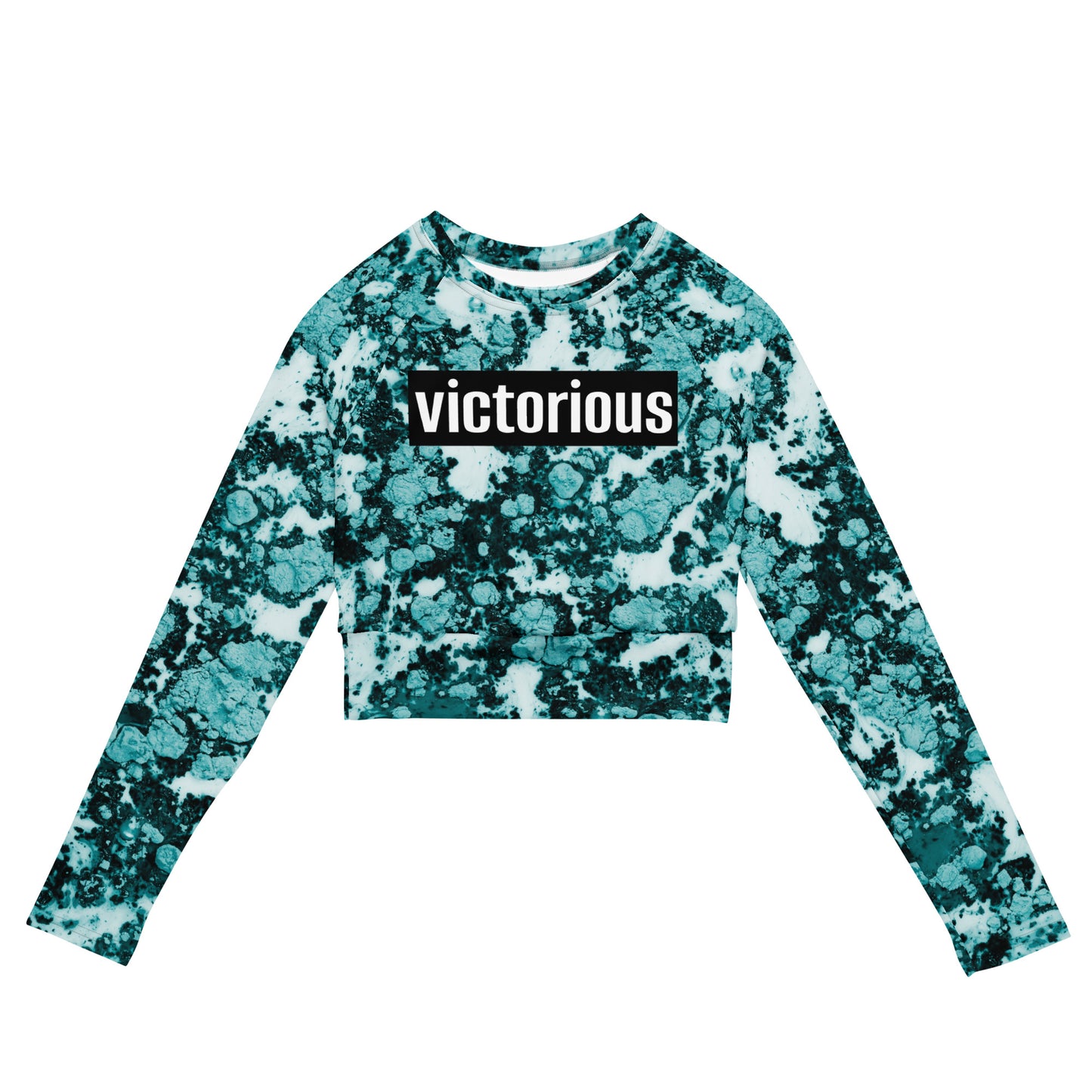 Victorious Aqua Fern Recycled long-sleeve crop top