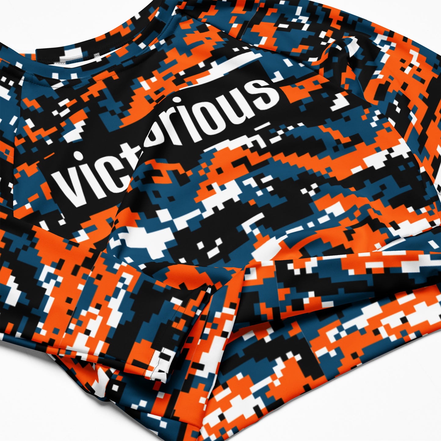 Victorious Sunset Camo Recycled long-sleeve crop top