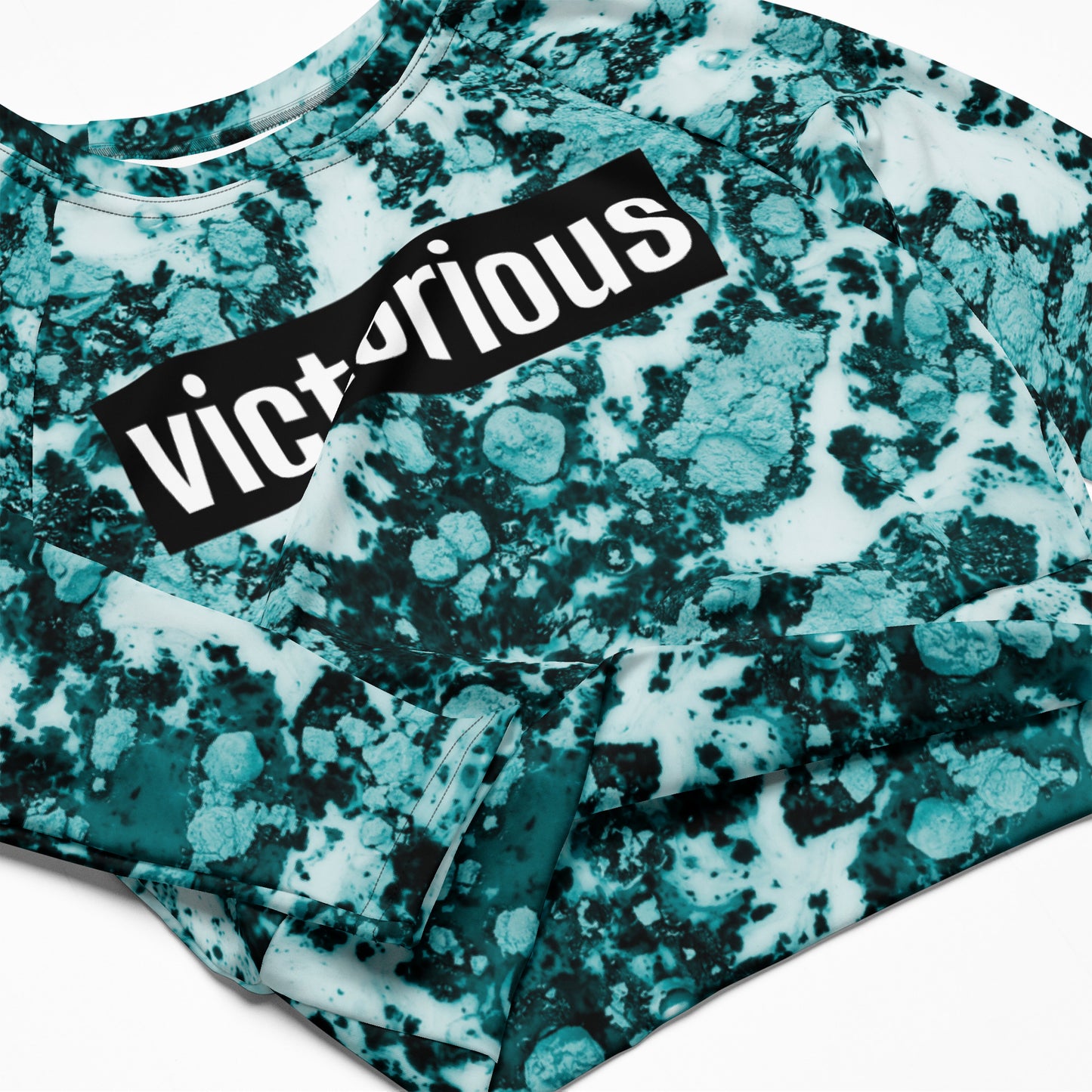 Victorious Aqua Fern Recycled long-sleeve crop top