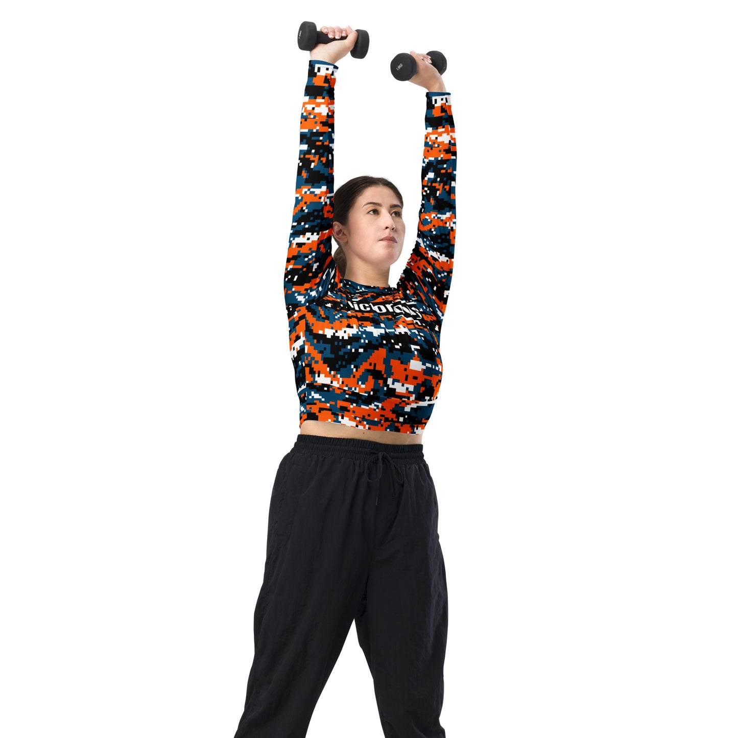 Victorious Sunset Camo Recycled long-sleeve crop top